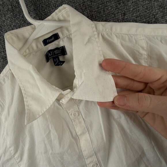 Armani Jeans 2XL Fitted White Button Up Shirt Long Sleeve Cotton Blend Stretch * - Picture 12 of 16